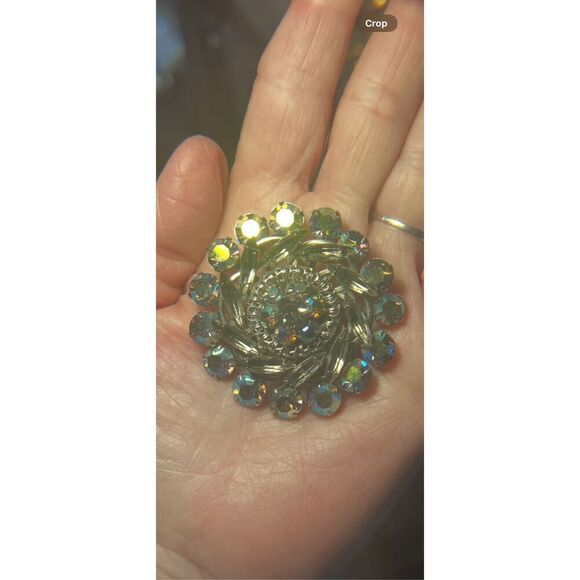 Gorgeous Large Sparkling Vintage Blue/Gray Rhinstone Brooch - Picture 5 of 5